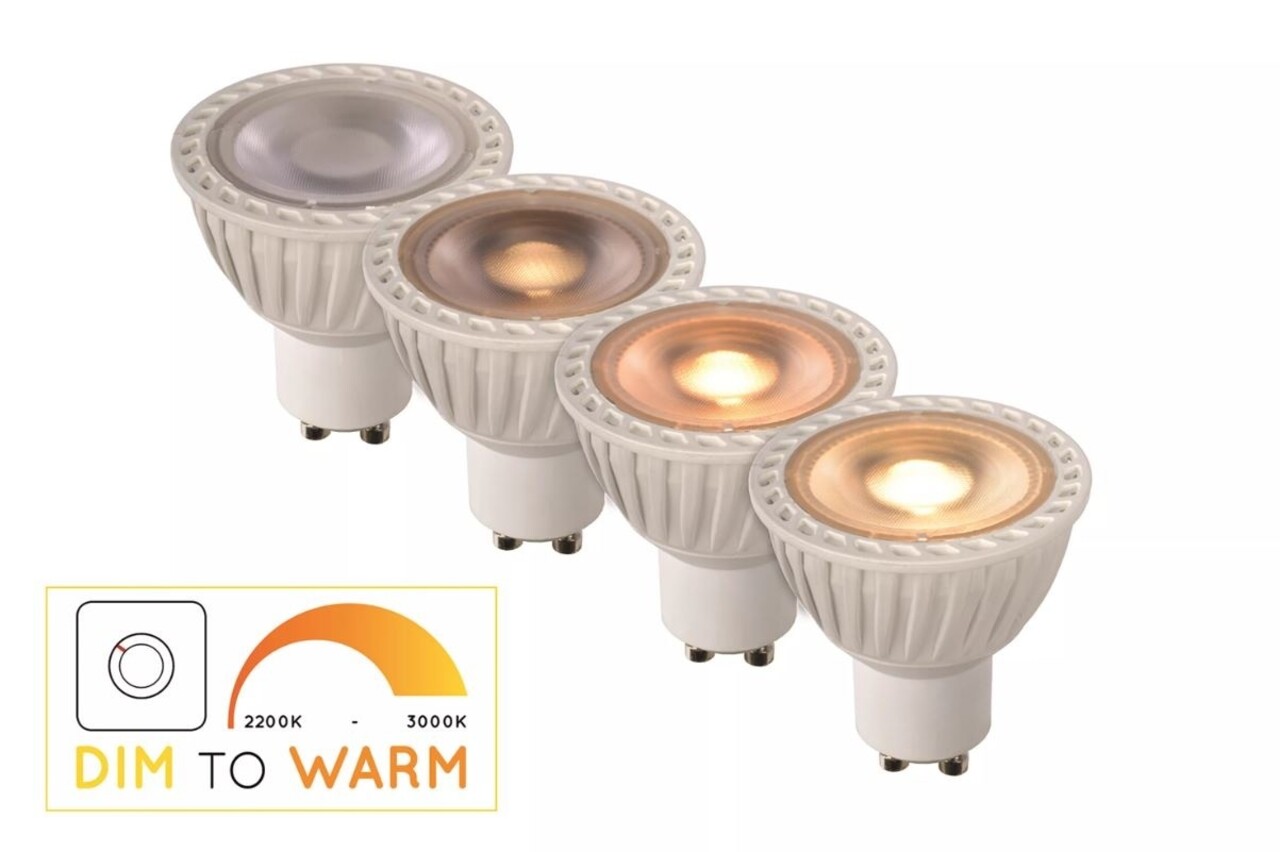 Lucide LED Spot GU10 -  Wit - 5W 320Lm - DTW 2200K - 3000K  922-930 Dim To Warm | CRI95 - Dimtone Dimbaar - vervangt 30W Lucide LED Spot GU10 -  Wit - 5W 320Lm - DTW 2200K - 3000K  922-930 Dim To Warm | CRI95 - Dimtone Dimbaar - vervangt 30W