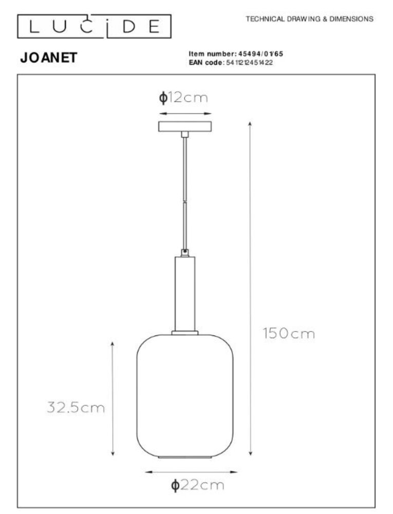 Lucide LED Hanglamp JOANET mat goud - E27 fitting - Fumé Lucide LED Hanglamp JOANET mat goud - E27 fitting - Fumé