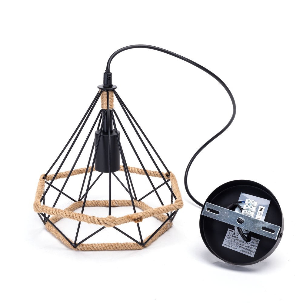 Aigostar LED Hanglamp retro zwart - E27 fitting - 110cm hoog - Excl. lichtbron Aigostar LED Hanglamp retro zwart - E27 fitting - 110cm hoog - Excl. lichtbron