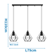 Aigostar LED Hanglamp retro zwart - 3 x E27 fitting - 110cm hoog - Excl. lichtbron Aigostar LED Hanglamp retro zwart - 3 x E27 fitting - 110cm hoog - Excl. lichtbron