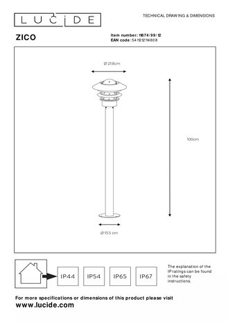 Lucide LED Lantaarnpaal Buiten E27 - IP44 - Mat chroom Lucide LED Lantaarnpaal Buiten E27 - IP44 - Mat chroom