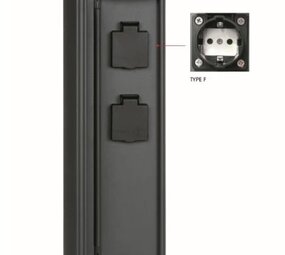 Lucide POWERPOINT - Buitenstopcontact zuil – Stopcontacten met randaarde – Type F - EUR/RUS standaard - Ø 10 cm - IP44 – Antraciet