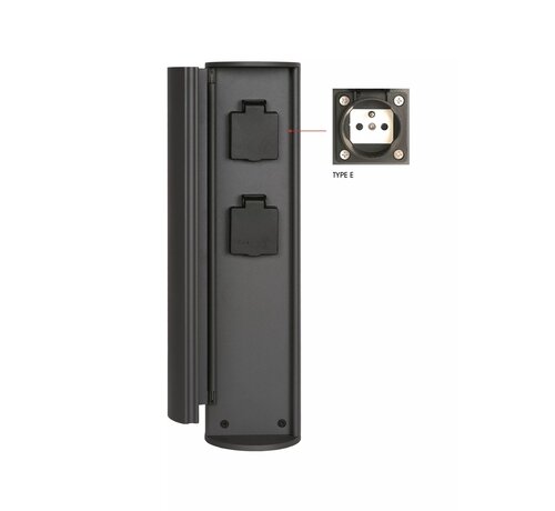 Buitenstopcontact zuil – Stopcontacten met penaarde – Type E - FR, BE, POL, SVK & CZE norm - ¯ 10 cm - IP44 – Antraciet