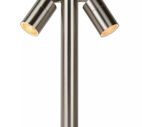 Lucide LED Sokkellamp Buiten - Â¯ 6,3 cm - GU10 - 2x5W 2700K - IP44 - Mat chroom