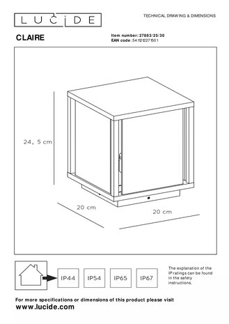 Lucide LED Sokkellamp Buiten - 1xE27 - IP54 - Antraciet Lucide LED Sokkellamp Buiten - 1xE27 - IP54 - Antraciet