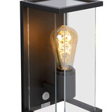 Lucide LED Wandlamp buiten CLAIRE - E27 fitting - IP54 - Beweging & schemerssensor - Antraciet