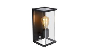 Lucide LED Wandlamp buiten CLAIRE - E27 fitting - IP54 - Beweging & schemerssensor - Antraciet