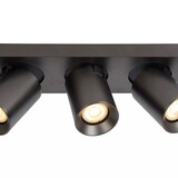 Lucide LED Plafondspot NIGEL - Dim to warm - GU10 - 3x5W 2200K/3000K - Zwart Staal
