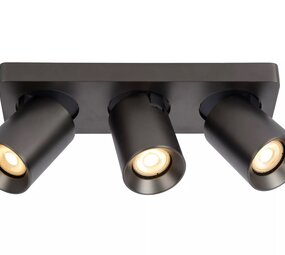 Lucide LED Plafondspot NIGEL - Dim to warm - GU10 - 3x5W 2200K/3000K - Zwart Staal