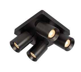 Lucide LED Plafondspot NIGEL - Dim to warm - GU10 - 4x5W 2200K/3000K - Zwart Staal