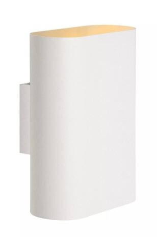 Lucide LED Wandlamp OVALIS - halfrond - Wit - voor 2x E14 - 230v aansluiting