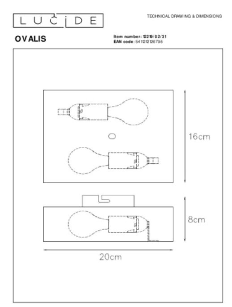 Lucide LED Wandlamp OVALIS - halfrond - Wit - voor 2x E14 - 230v aansluiting
