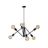 Lucide LED Hanglamp LESTER - Zwart - 6xE27 - 40W - Metaal
