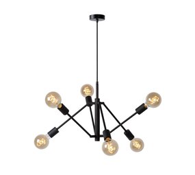 Lucide LED Hanglamp LESTER - Zwart - 6xE27 - 40W - Metaal