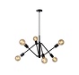 LED Hanglamp LESTER - Zwart - 6xE27 - 40W - Metaal