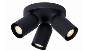Lucide LED Plafondspot rond - Zwart - Punch - voor 3x GU10 - 230v aansluiting Lucide LED Plafondspot rond - Zwart - Punch - voor 3x GU10 - 230v aansluiting