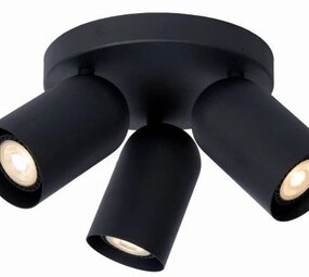 Lucide LED Plafondspot rond - Zwart - Punch - voor 3x GU10 - 230v aansluiting