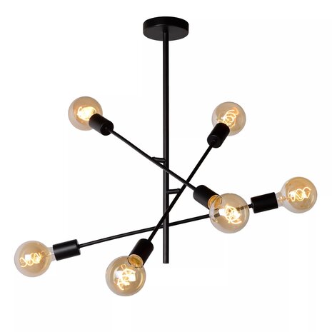 Lucide LED plafonnire LESTER - 6xE27 fitting - Zwart