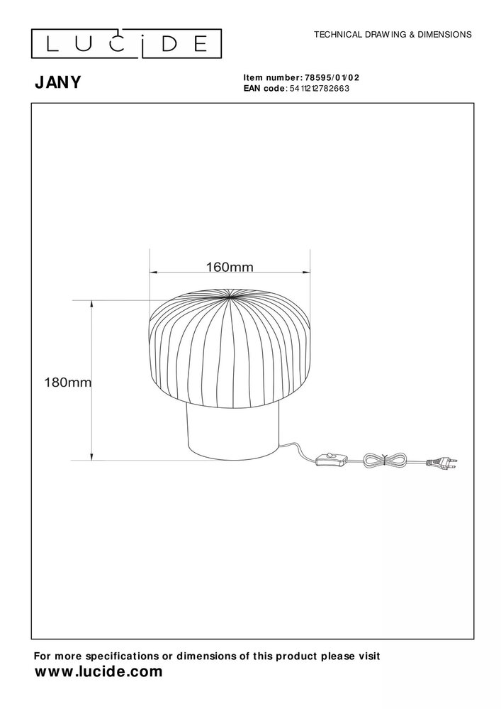 Lucide LED Tafellamp JANY - ¯16cm - E14 - Mat Goud / Messing Lucide LED Tafellamp JANY - ¯16cm - E14 - Mat Goud / Messing