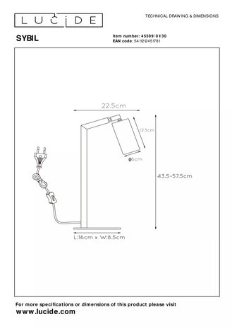 Lucide LED Tafellamp - 1xGU10 - Zwart Lucide LED Tafellamp - 1xGU10 - Zwart