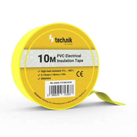 Technik Isolatietape 0,13mm*18mm*10 meter Geel Technik Isolatietape 0,13mm*18mm*10 meter Geel