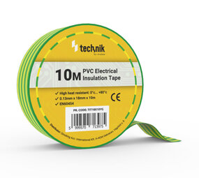 Technik Isolatietape 0,13mm*18mm*10 meter Geel-Groen