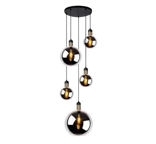 JULIUS Reserve glas - zwart - 1x E27 fitting - Fumé - 20cm