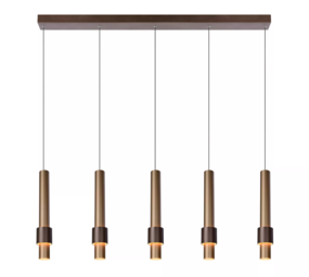 Lucide LED Hanglamp Dimbaar - Margary Brons Koper - 5 Lichts 21W - 2700K warm wit licht - 3 Jaar garantie