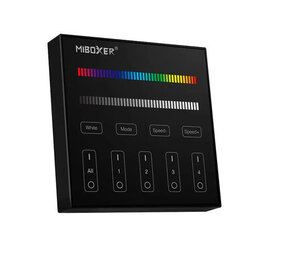 Mi-Light LED Wandbediening Miboxer - RGB+CCT - Zwart Opbouw 86x86MM - 4 zones | RF 2.4Ghz + Wifi -  Lichtkleur bedienbaar en Dimbaar | Draadloos