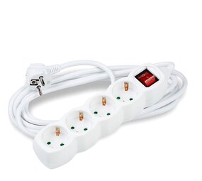 Stekkerdoos 4-voudig met aan- uitschakelaar - Wit - Lengte snoer optioneel