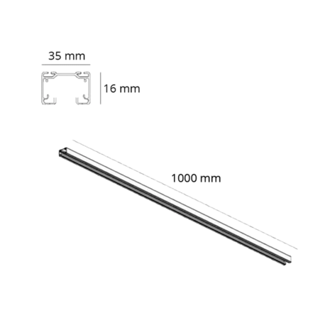 LCB LED 1-Fase Spanningsrail | 1 Meter - Zwart - incl. beginvoeding en eindstuk - 230v aansluiting LCB LED 1-Fase Spanningsrail | 1 Meter - Zwart - incl. beginvoeding en eindstuk - 230v aansluiting