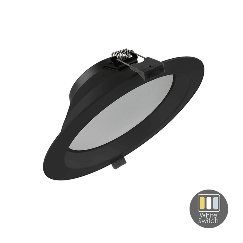 LCB LED Europe  LED Downlight 200mm - Zwart - 15W 1275Lm - 830-840-865 CCT | Zaagmaat 168mm incl. aansluitstekker 1.5m