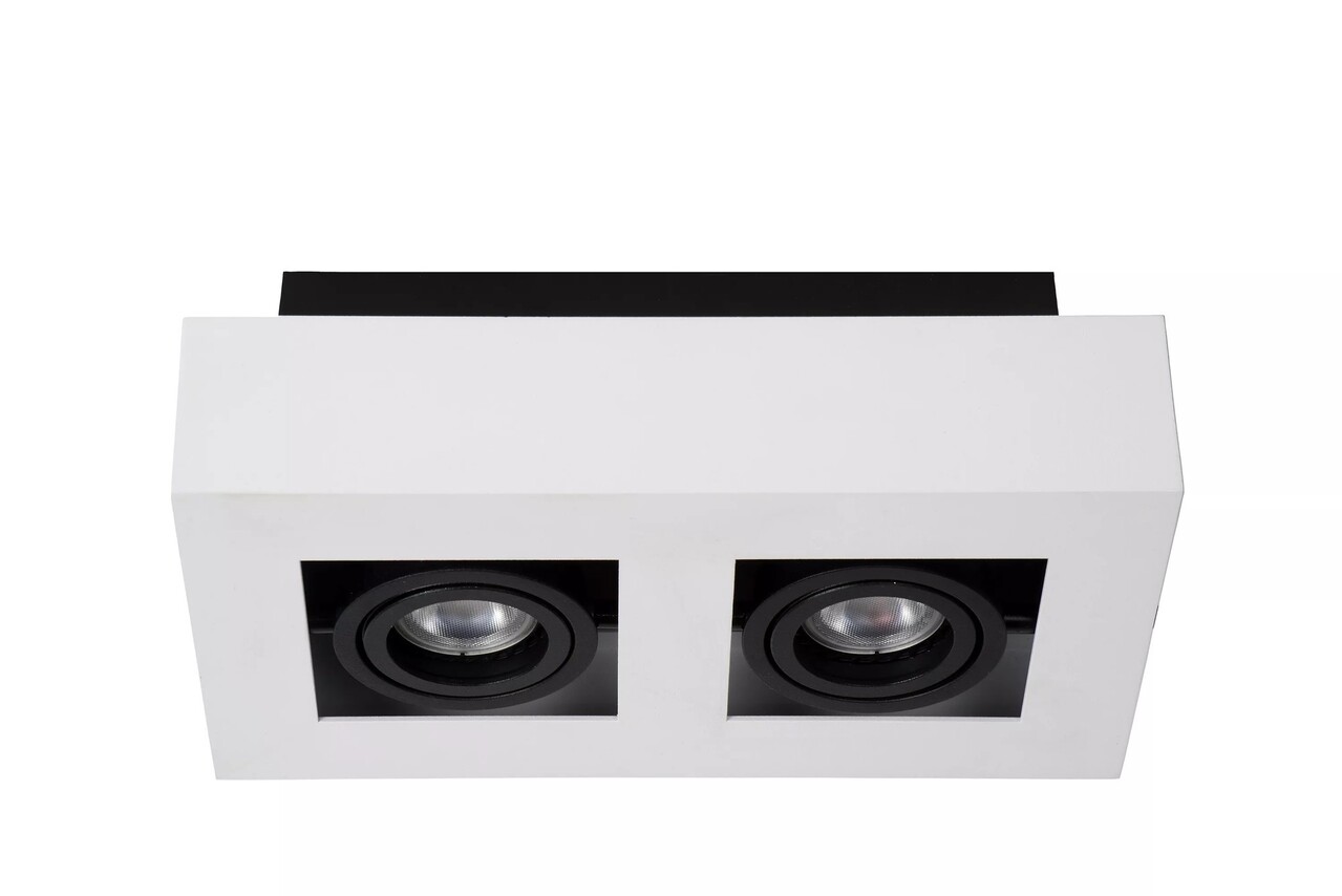 Lucide LED Plafondspot - Dim to warm - GU10 - 2x5W - 2200K-3000K - Wit