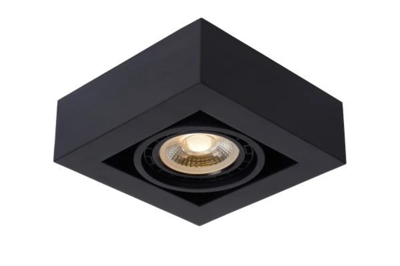 Lucide LED Plafondspot - Dim to warm - GU10 - 1x12W - 2200K-3000K - Zwart
