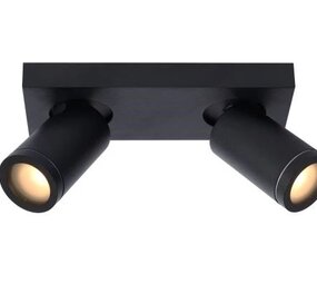 Lucide LED Plafondspot Badkamer - Dim to warm - GU10 - 2x5W - 2200K-3000K - IP44 - Zwart