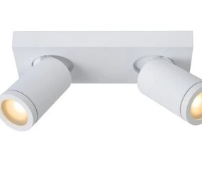 Lucide LED Plafondspot Badkamer - Dim to warm - GU10 - 2x5W - 2200K-3000K - IP44 - Wit
