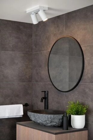 Lucide LED Plafondspot Badkamer - Dim to warm - GU10 - 2x5W - 2200K-3000K - IP44 - Wit Lucide LED Plafondspot Badkamer - Dim to warm - GU10 - 2x5W - 2200K-3000K - IP44 - Wit