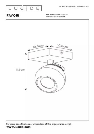 Lucide LED Plafondspot FAVORI - GU10 fitting - Zwart