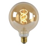 Lucide LED Filament lamp XL Dimbaar - E27 Fitting G125 - 4.9W 380Lm  -  2200K Extra Warm Wit | Amber Gemeleerd Glas 12,5 cm