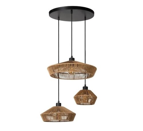 LED Hanglamp - ¯ 60 cm - 3xE27 - Licht hout