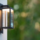 Lucide LED Wandlamp buiten CLAIRETTE - 15W - 3000K - IP54 - Bewegingssensor - Antraciet