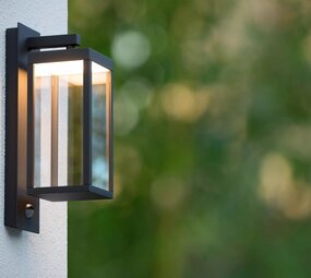 Lucide LED Wandlamp buiten CLAIRETTE - 15W - 3000K - IP54 - Bewegingssensor - Antraciet