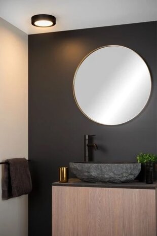 Lucide 	LED Plafonnière Badkamer- BRICE - Ø 18 cm - Dimbaar - 1x11W - 3000K - IP44 - Zwart Lucide 	LED Plafonnière Badkamer- BRICE - Ø 18 cm - Dimbaar - 1x11W - 3000K - IP44 - Zwart