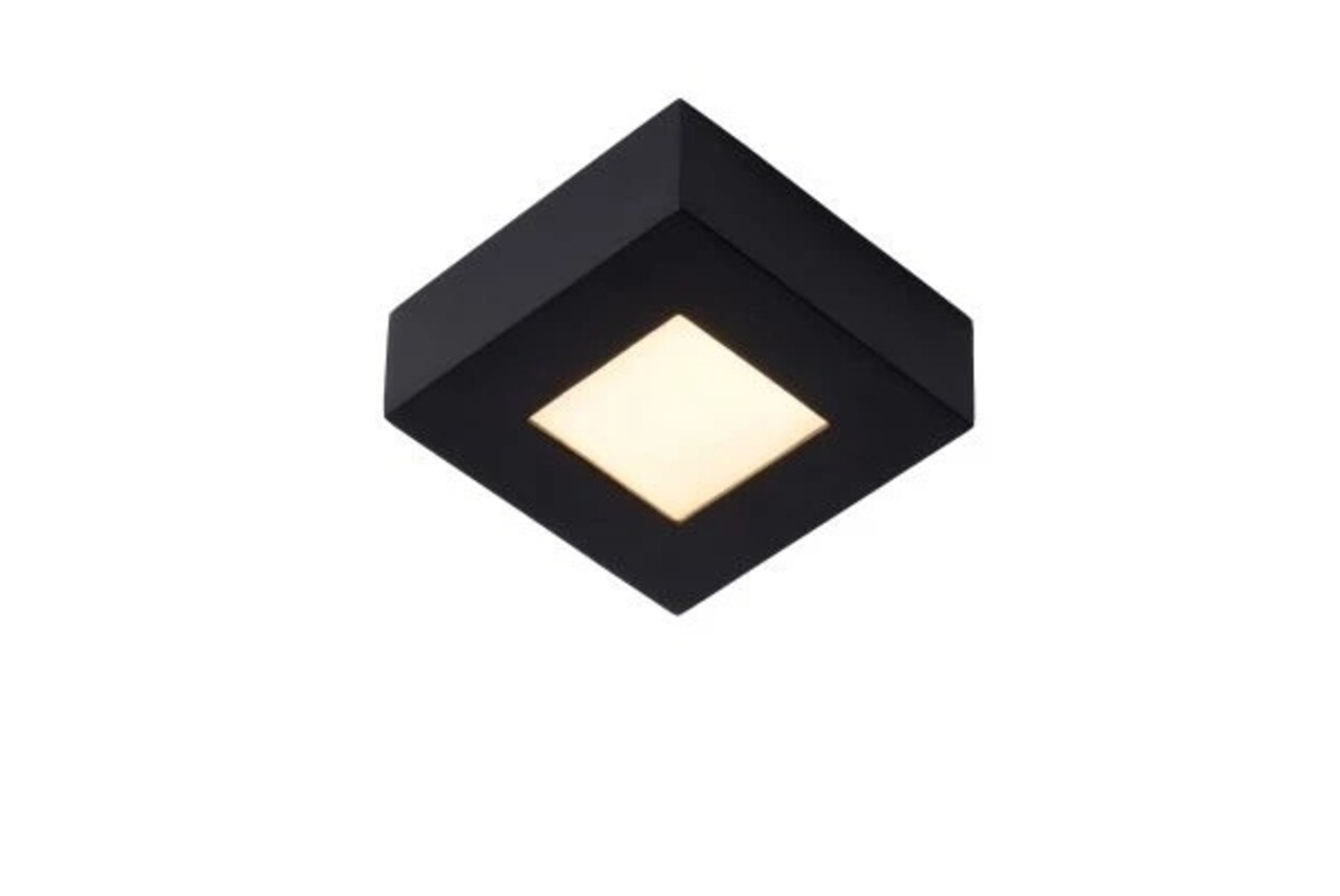 Lucide Dimbare Badkamer Plafondlamp Zwart - 8W - 3000K - IP44