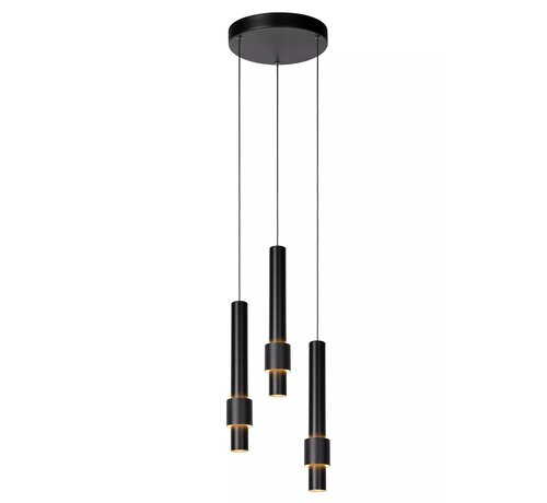 LED Hanglamp MARGARY - 3x4W - 2700K warm wit licht - ¯28cm - Dimbaar - Zwart