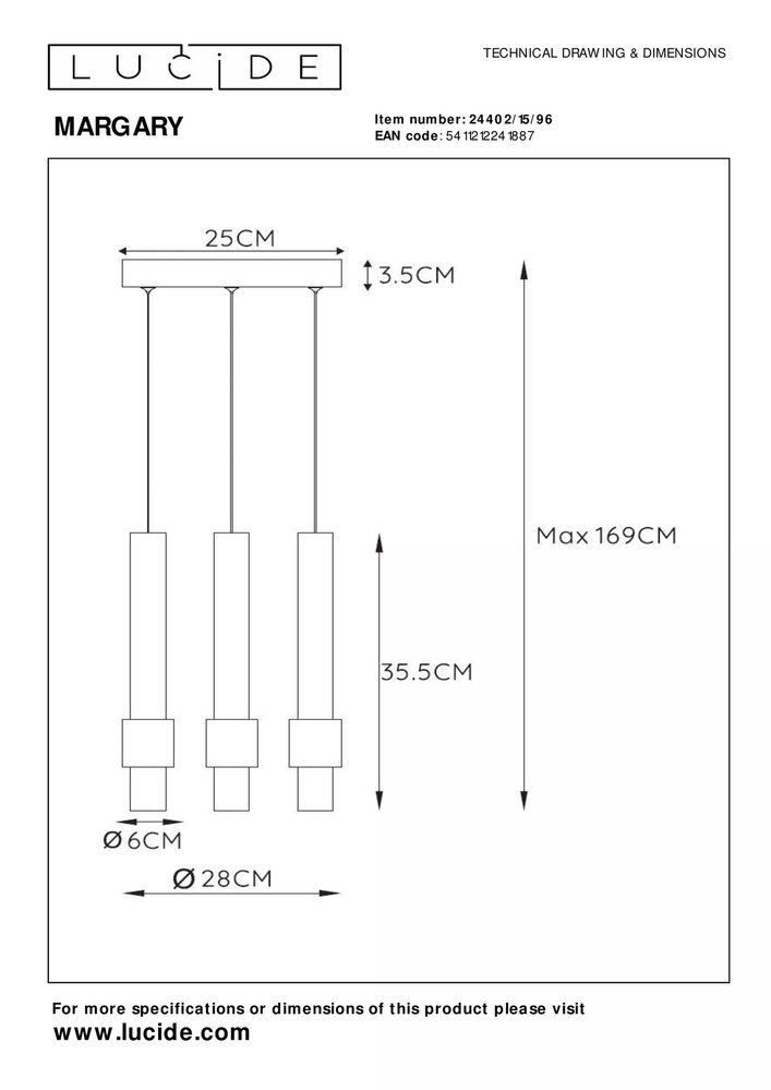 Lucide LED Hanglamp MARGARY - 3x4W - 2700K warm wit licht - ¯28cm - Dimbaar - Koffie Lucide LED Hanglamp MARGARY - 3x4W - 2700K warm wit licht - ¯28cm - Dimbaar - Koffie