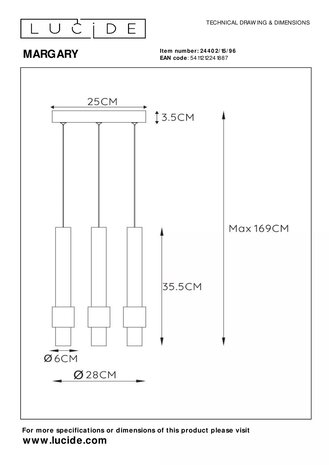 Lucide LED Hanglamp MARGARY - 3x4W - 2700K warm wit licht - ¯28cm - Dimbaar - Koffie Lucide LED Hanglamp MARGARY - 3x4W - 2700K warm wit licht - ¯28cm - Dimbaar - Koffie