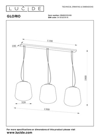 Lucide LED Hanglamp GLORIO - 3xE27 fitting - Zwart Lucide LED Hanglamp GLORIO - 3xE27 fitting - Zwart