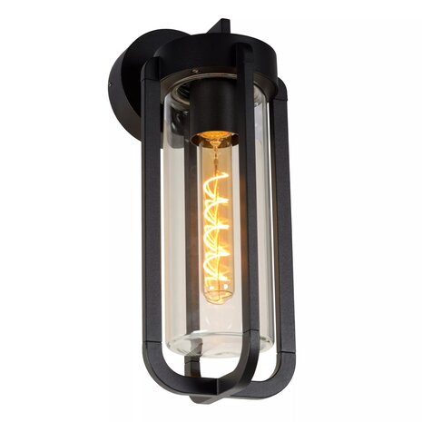 Lucide LED Wandlamp GARLAND - IP44 - E27 fitting - Zwart