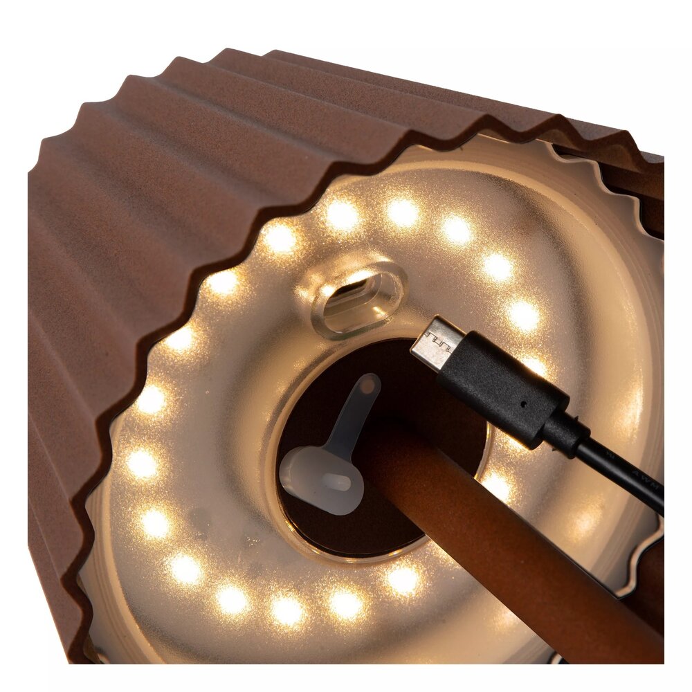 Lucide LED Tafellamp buiten JUSTINE - 2W - 2700K - IP54 - Dimbaar - Roest bruin